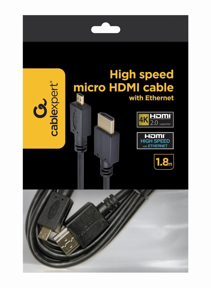 CABLE HDMI-MICRO HDMI 1.8M/V.2.0 BLK CC-HDMID-6 GEMBIRD