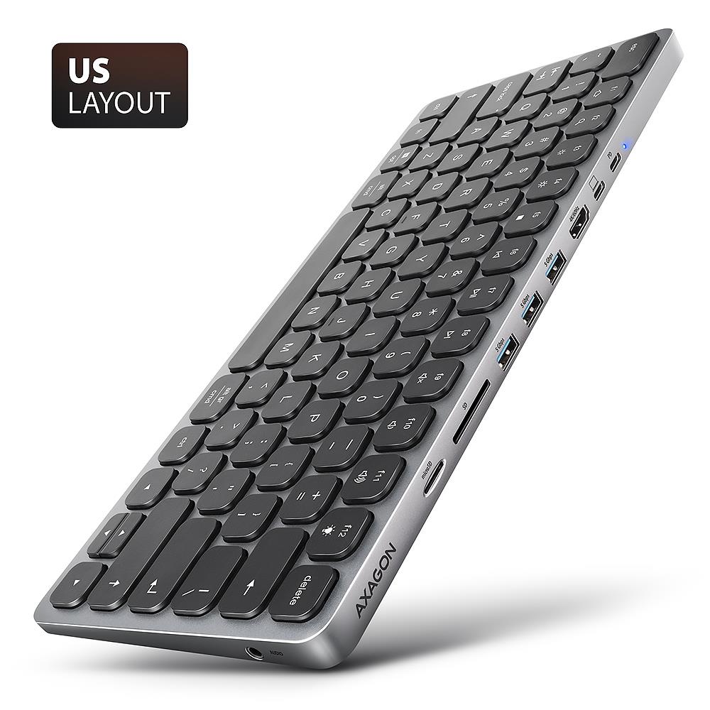 KEYBOARD + I/O HUB 9IN1/0.6M HMC-KB-US AXAGON